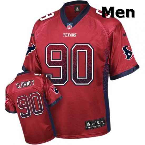 Men Nike Houston Texans 90 Jadeveon Clowney Elite Red Drift Fashion NFL Jersey